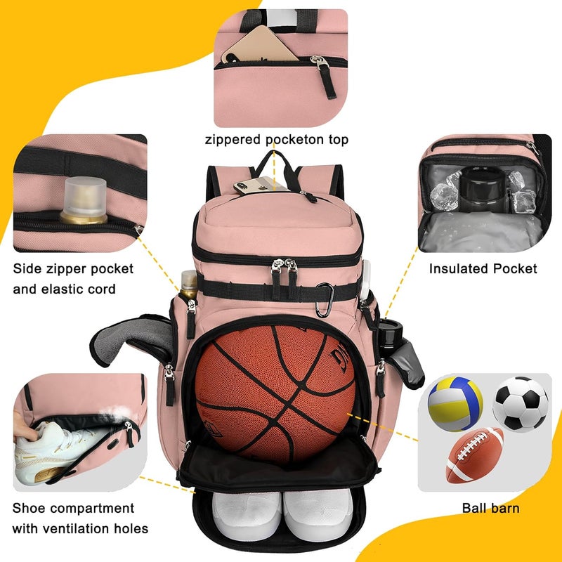 Goloni Basketball Backpack,Large Sports Bag with Ball Compartment & Shoe Compartment for Basketball, Soccer, Volleyball,Gym - Image 2
